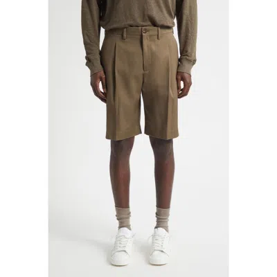 Golden Goose Journey Pleated Virgin Wool Bermuda Shorts In Brown