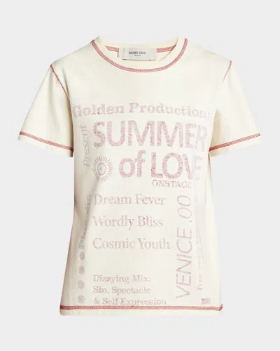 Golden Goose Journey-print Gauze Jersey Short-sleeve T-shirt In Shortbread/haute Red