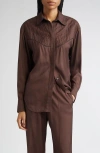 Golden Goose Journey Quilted Yoke Button-up Shirt In Brown