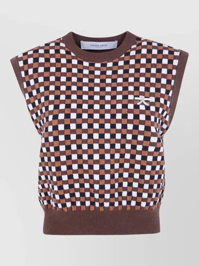 Golden Goose Journey Roby Woman Knit Vest Wool Checks In Multi