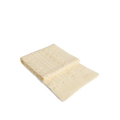 Golden Goose Journey Scarf Knit Cable Golden Embroidery In Neutral