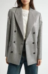 Golden Goose Journey Sequin Microhoundstooth Boyfriend Blazer In Gray