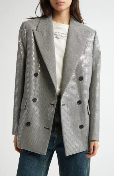 Golden Goose Journey Sequin Microhoundstooth Boyfriend Blazer In Gray