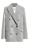 Golden Goose Journey Sequin Microhoundstooth Boyfriend Blazer In Black/antique White