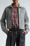 Golden Goose Journey Sequined Full Zip Sweater In Grey Melange