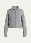 Golden Goose Journey Sequined Full Zip Sweater In Grey Melange