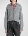 Golden Goose Journey Sequined Full Zip Sweater In Grey Melange