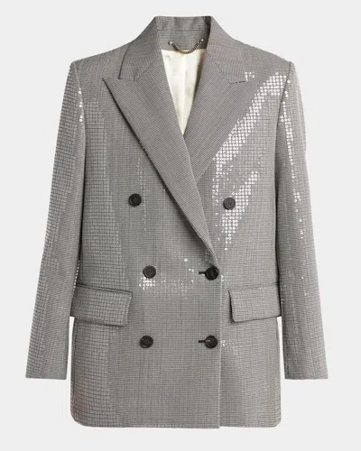 Golden Goose Journey Sequined Houndstooth Boyfriend Jacket In Grey