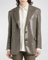 Golden Goose Journey Sequined Single-breasted Jacket In Beigeblacksavvy Red