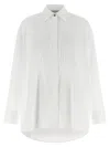 Golden Goose Oversized White Cotton Shirt With Pleated Bib And Jewel Buttons In White