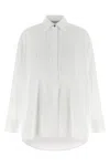 Golden Goose Oversized White Cotton Shirt With Pleated Bib And Jewel Buttons In White