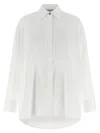 Golden Goose Oversized White Cotton Shirt With Pleated Bib And Jewel Buttons In White