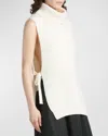 Golden Goose Journey Side-tie Turtleneck Sweater Vest In Heritage White