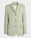 Golden Goose Light Green Single-breasted Jacket In Wool In Green