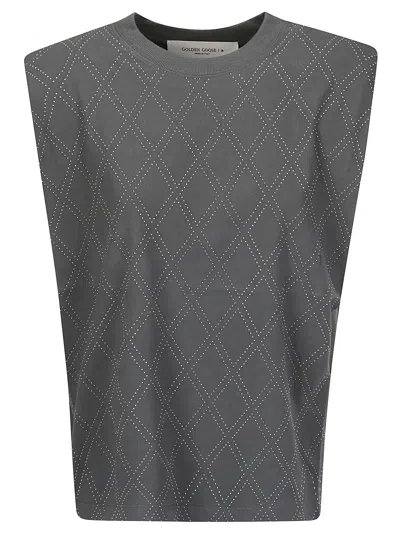 GOLDEN GOOSE JOURNEY SLEEVELESS PADDED SHOULDER T-SHIRT