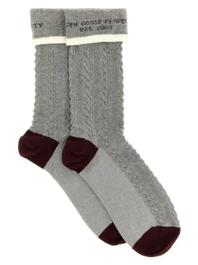 Golden Goose Journey Knit Socks Contrast Heel Toe In Gray