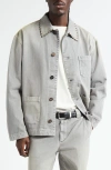 Golden Goose Denim Jacket With Studded Collar And Pockets In Gray