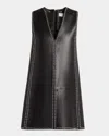 Golden Goose Journey Studded Leather Mini Dress In Black