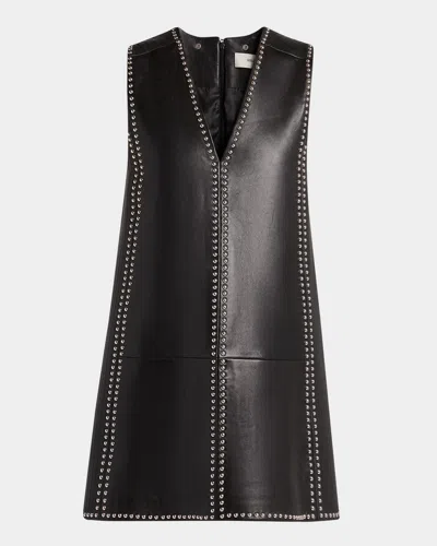 Golden Goose Journey Studded Leather Mini Dress In Black