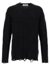 Golden Goose Journey Distressed Checkerboard Wool Sweater In Black