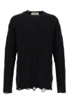 Golden Goose Journey Distressed Checkerboard Wool Sweater In Black