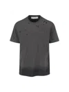 Golden Goose Vintage-effect Anthracite T-shirt With Perforated Heart Men In Black