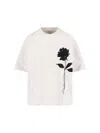 Golden Goose Oversized T-shirt With Black Rose Graphic And Metallic Stars In White