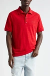 Golden Goose Journey Textured Stripe Cotton Piqué Polo In Haute Red