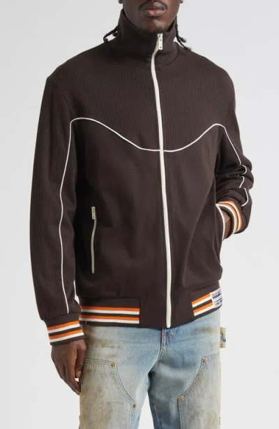 Golden Goose Otto Full-zip Cotton Sweatshirt Pockets In Brown