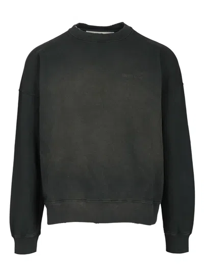 Golden Goose Journey Unisex Crew Neck Dyed Cotton Fleece Bleaching Effect With Embroidery Sweatshirts Black In Brown