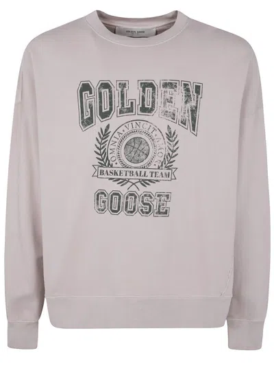 Golden Goose Journey Unisex Crew Neck Sweatshiert Dyed Oranic Cotton Fleece Vintage College Print Cl In Grey