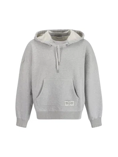 Golden Goose Journey Unisex Hoodie Cotton Melange Sweatshirt Printed On Back In Alluminium Melange Gray