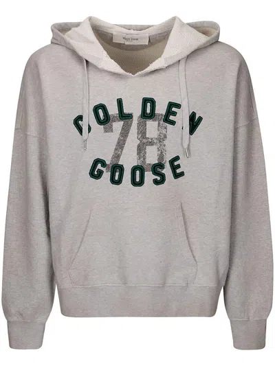 Golden Goose Journey Unisex Hoodie Ribbed Side Organic Cotton Fleece Vintage Printed Embroidery In Multicolor