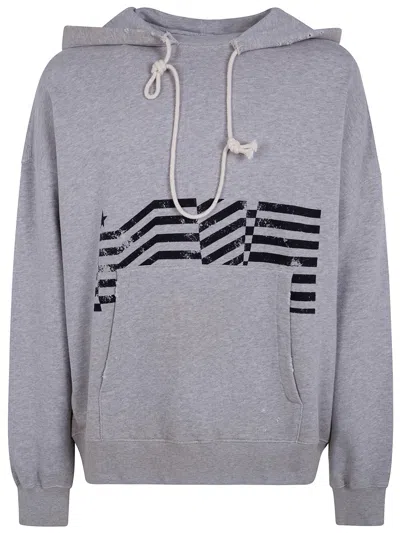 Golden Goose "journey" Unisex Hoodie Slub Cotton Heavy Fleece Vintage In Gray