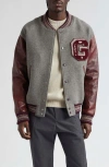 Golden Goose Melange Wool Bomber Jacket In Melange Grey/vineyard Wine