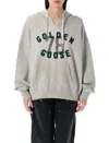 Golden Goose Grey Hoodie With Logo In Grey Melange
