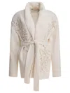 Golden Goose Belted Knitted Cardigan In White