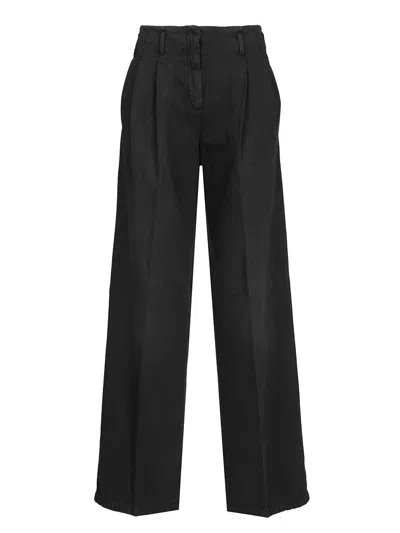 Golden Goose Journey W's Denim Pant Wide Leg Flavia Cotton Denim Lived Wash Trousers Black