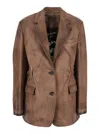 Golden Goose Journey Ws Elasticated Jacket Opalette Removed Calf Leather In Brown