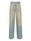 Golden Goose Distressed Boyfriend Fit Trousers With Studded Detailing In Blue