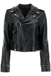 Golden Goose Shiny Black Sheepskin Biker Jacket With Sturdy Zip