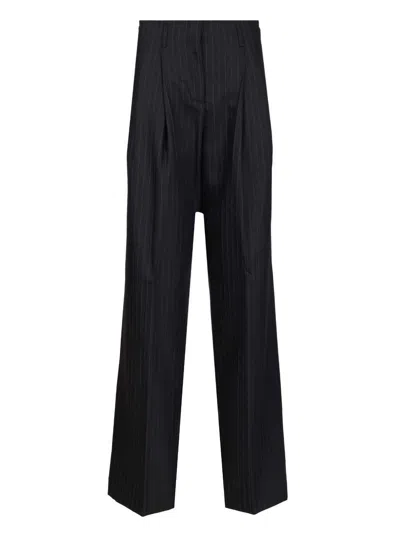 Golden Goose Journey W's Sartorial Pleated Flavia Pant Pinstripe Vw Trousers Blue In Black