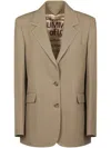 Golden Goose 'maia' Beige Jacket With All-over Pinstripe Motif In Brown