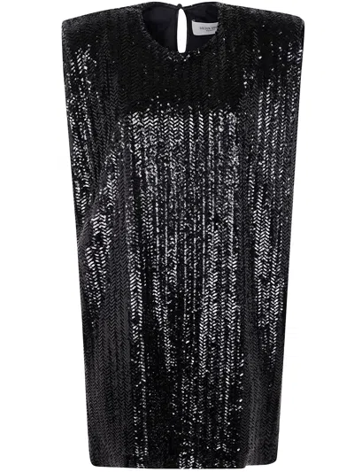 Golden Goose Sleeveless Tee Dress In Black Sequin