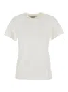Golden Goose Journey Ws Slim Long T-shirt Burned Out Jersey Knitted Rib With Floc Print In White