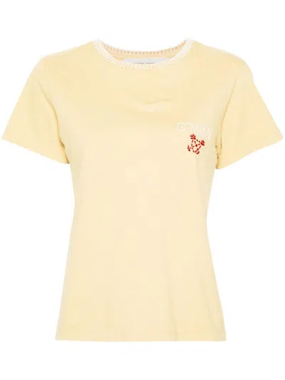 Golden Goose Journey W's T-shirt In Raffia/ Heritage White/ Urban Red