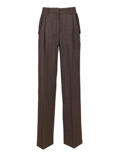 Golden Goose Journey W's Wide Leg Pant Naomi Pinstripe Wool Trousers Brown