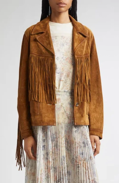 GOLDEN GOOSE GOLDEN GOOSE JOURNEY WAXED SUEDE FRINGE JACKET