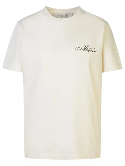 Golden Goose Journey White Cotton T-shirt In Neutrals