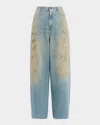 Golden Goose Journey Wide-leg Distressed Embellished Jeans In Blue